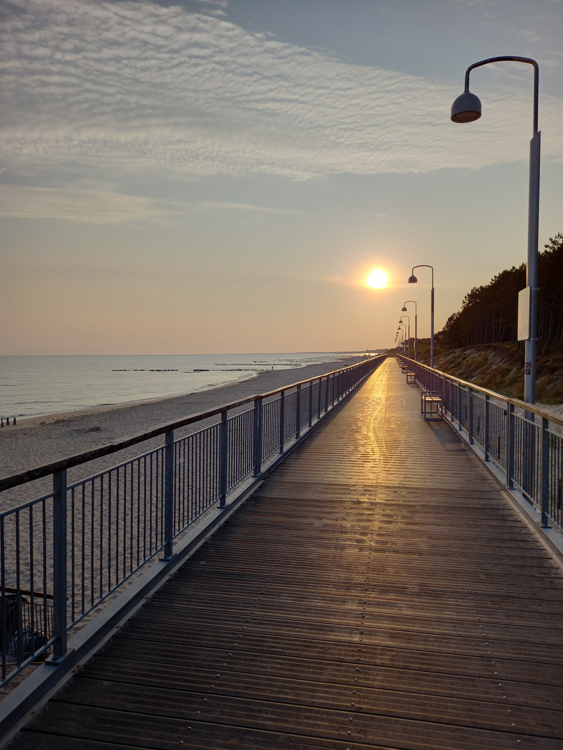 Promenade in Mielno am Morgen