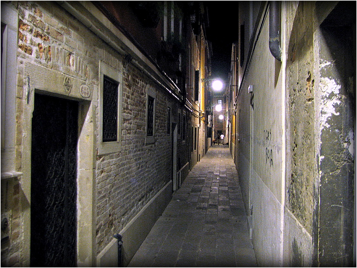 Promenade nocturne dans Venise .