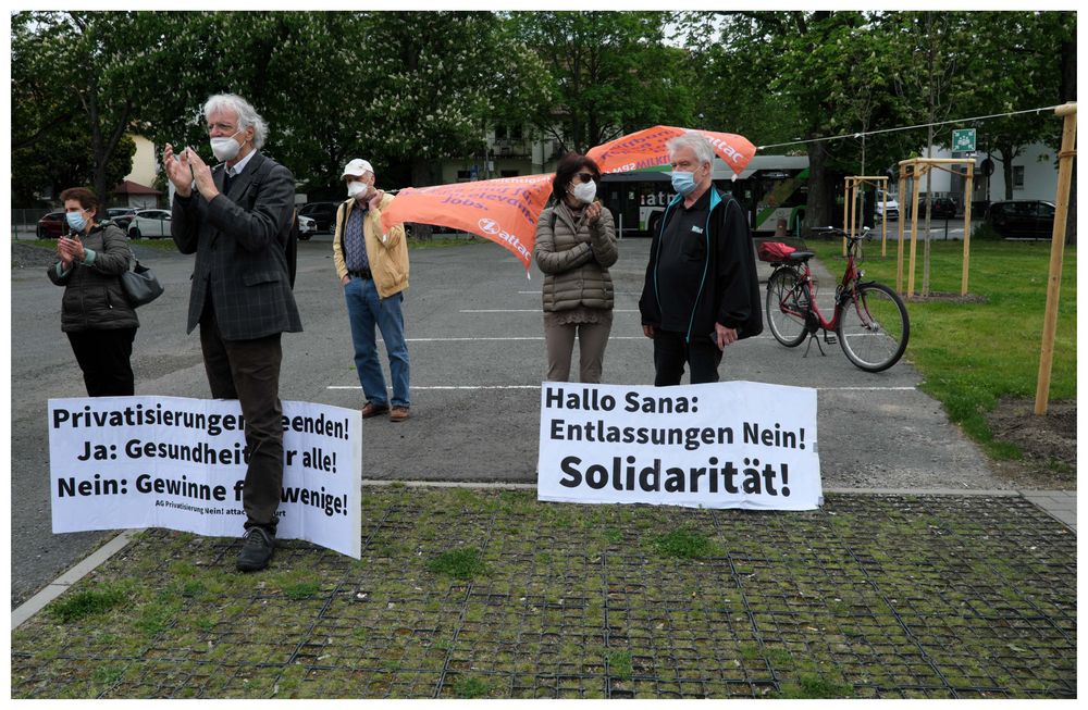 Protest an der Sana Klinik in Offenbach