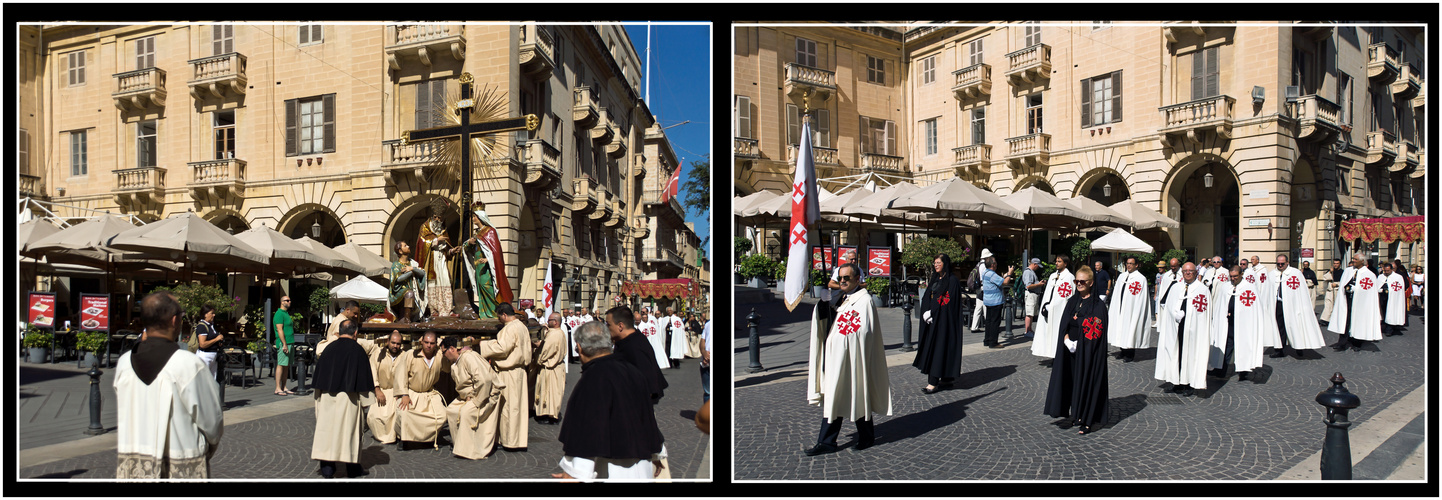 Prozession der Erhöhung des Kreuzes vor der St. John's Co-Cathedral, Valletta