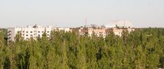 Prypiat - View from the Roof of a Sovjet Flat at IV Microdistrict - View on Nuclear Plant