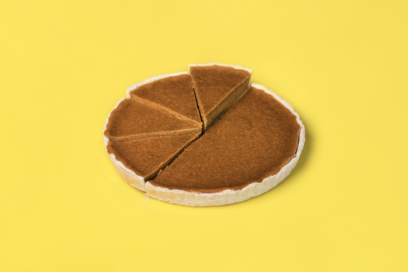 Pumpkin pie chart concept. Uneven slices of pie