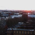 punktgenauer Sonnenuntergang über Berlin