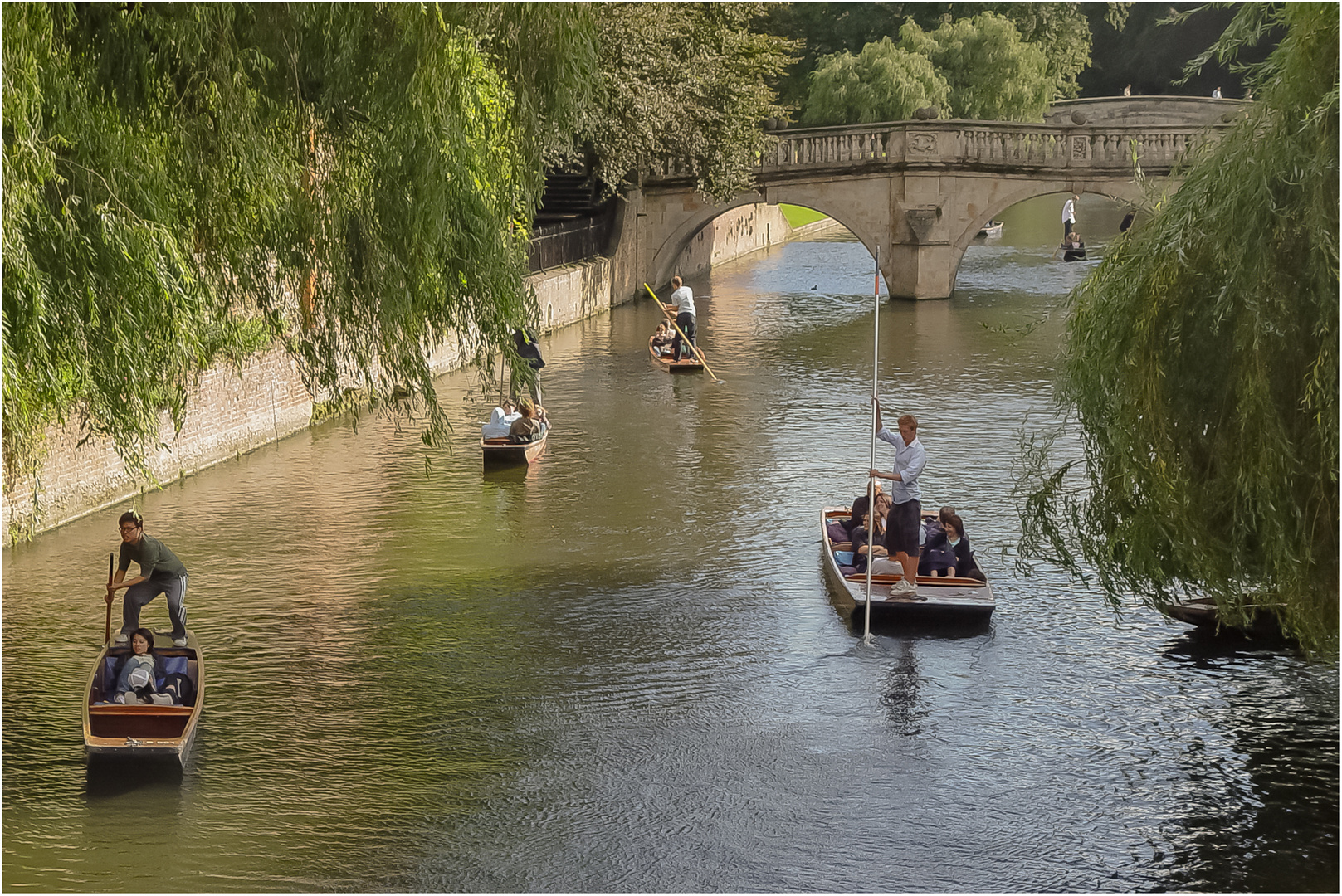 Punting on river Cam in Cambridge