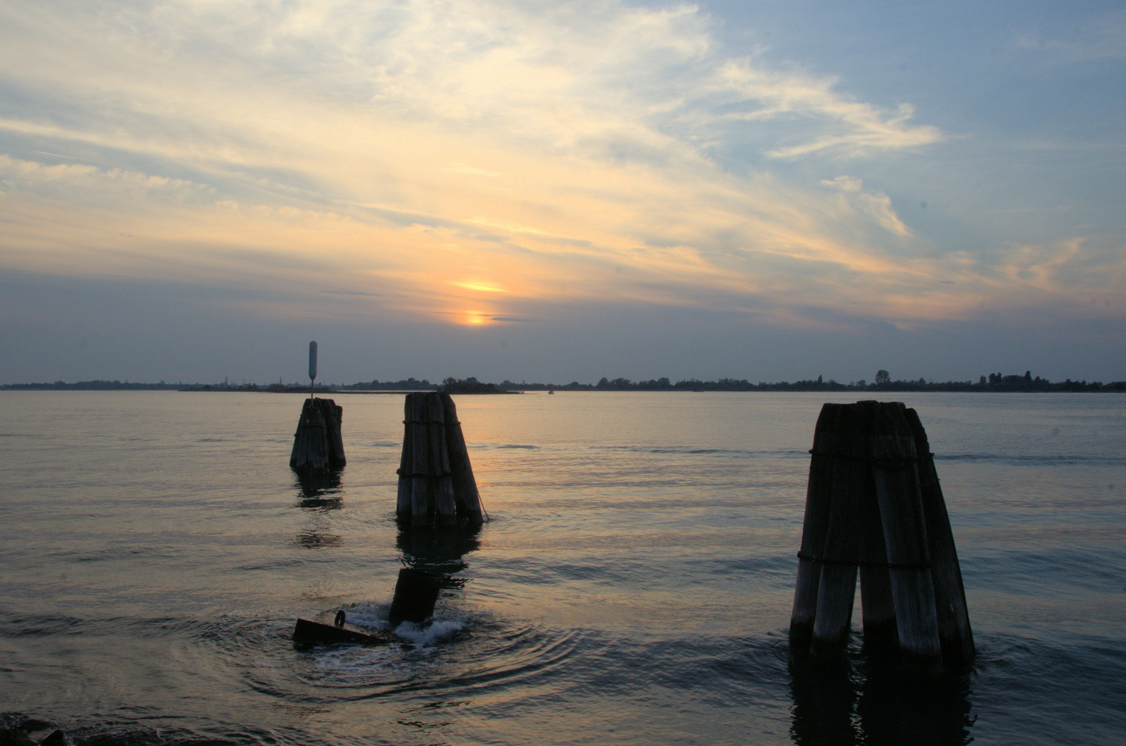 Punto Sabbiani - Sonnenuntergang im Dunst - Blick Richtung Venedig