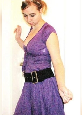 Purple dress. 