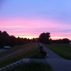 Purple sky in Zons at River Rhine