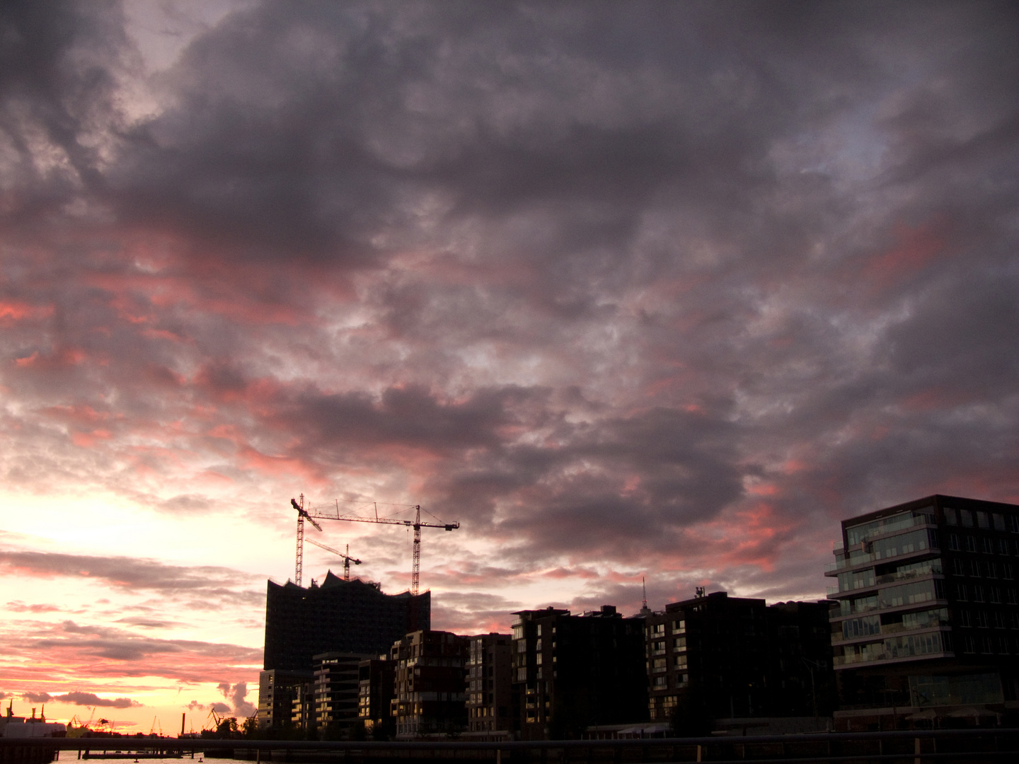 purple sky over Hamburg