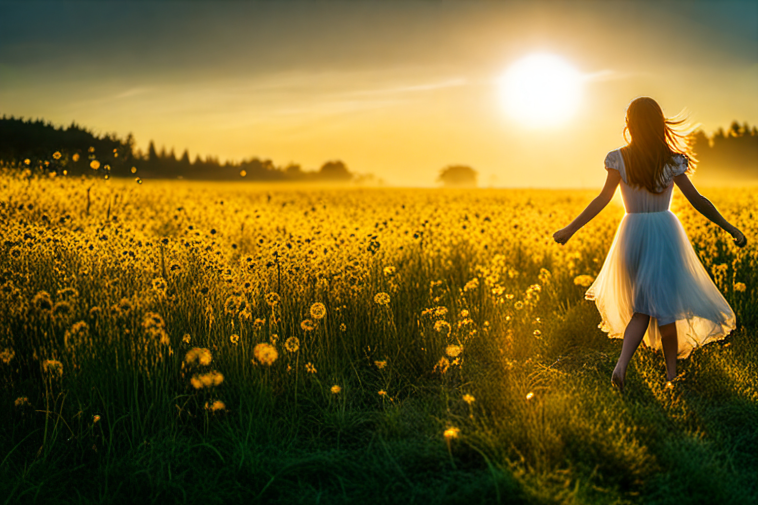 Pusteblumen bis zum Horizont.