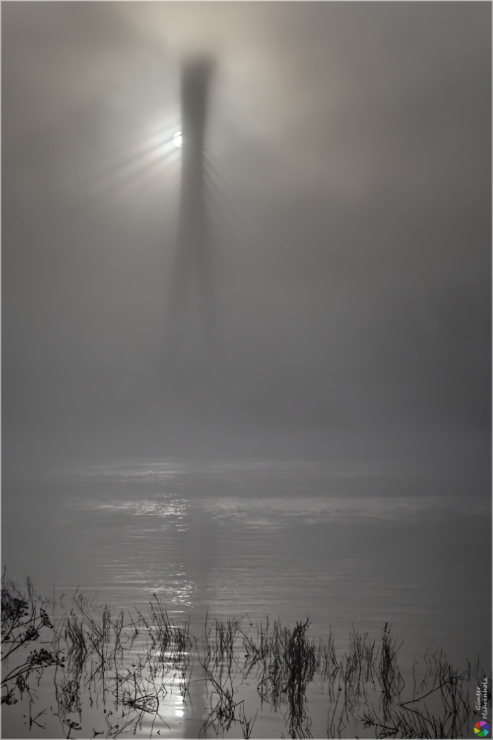 Pylon im Nebel
