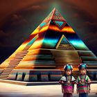 Pyramide mit Azteken-Kindern, 2 KI Bilder