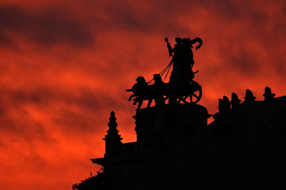 Quadriga im Sonnenuntergang