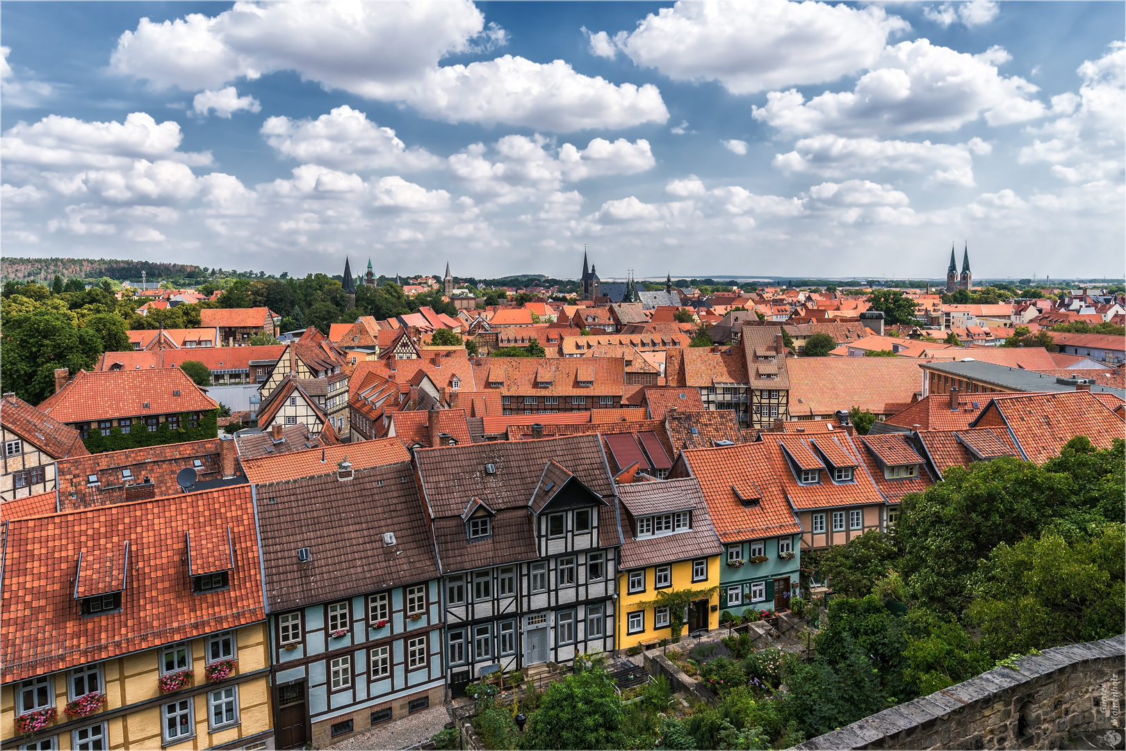 Quedlinburg, Blick auf eine alte Stadt.