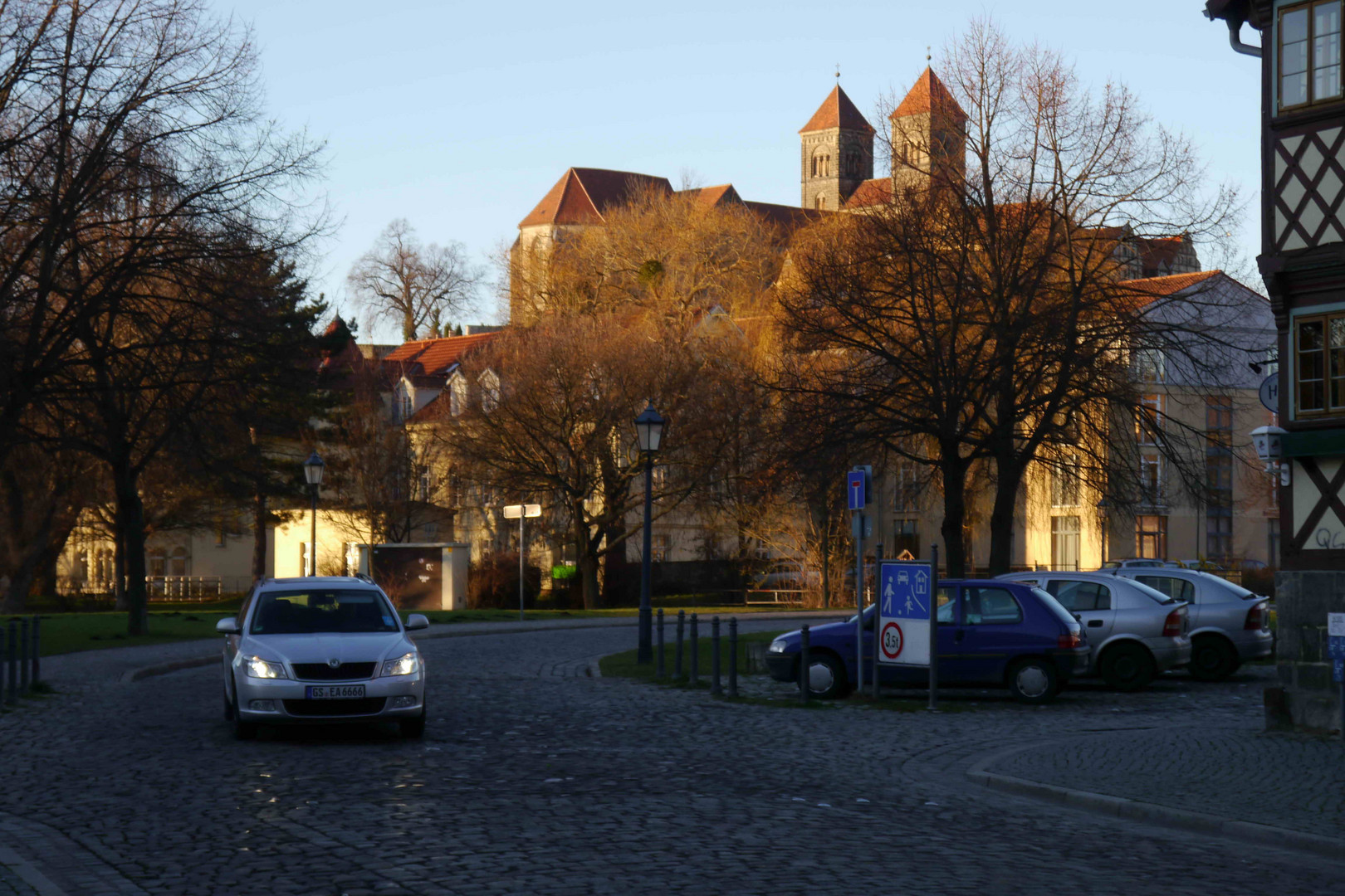 Quedlinburg - Blick zum Schloss im Januar 2014