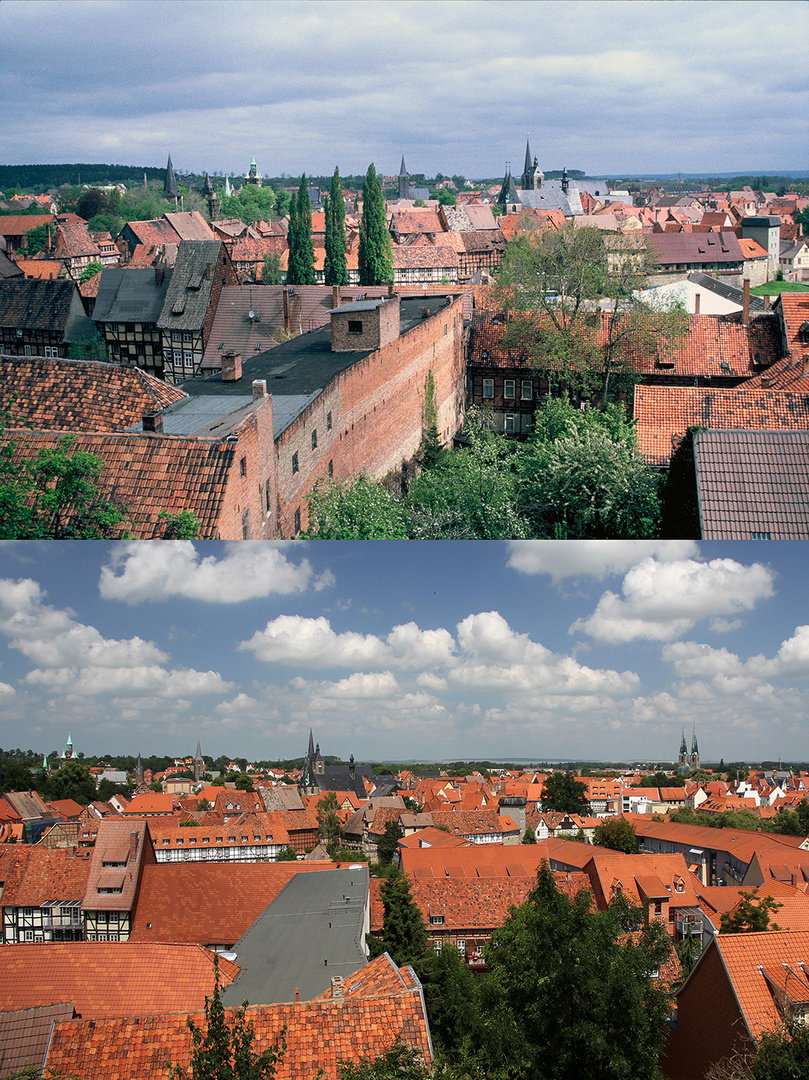 Quedlinburg Stadtansicht 2 1994 und 2014