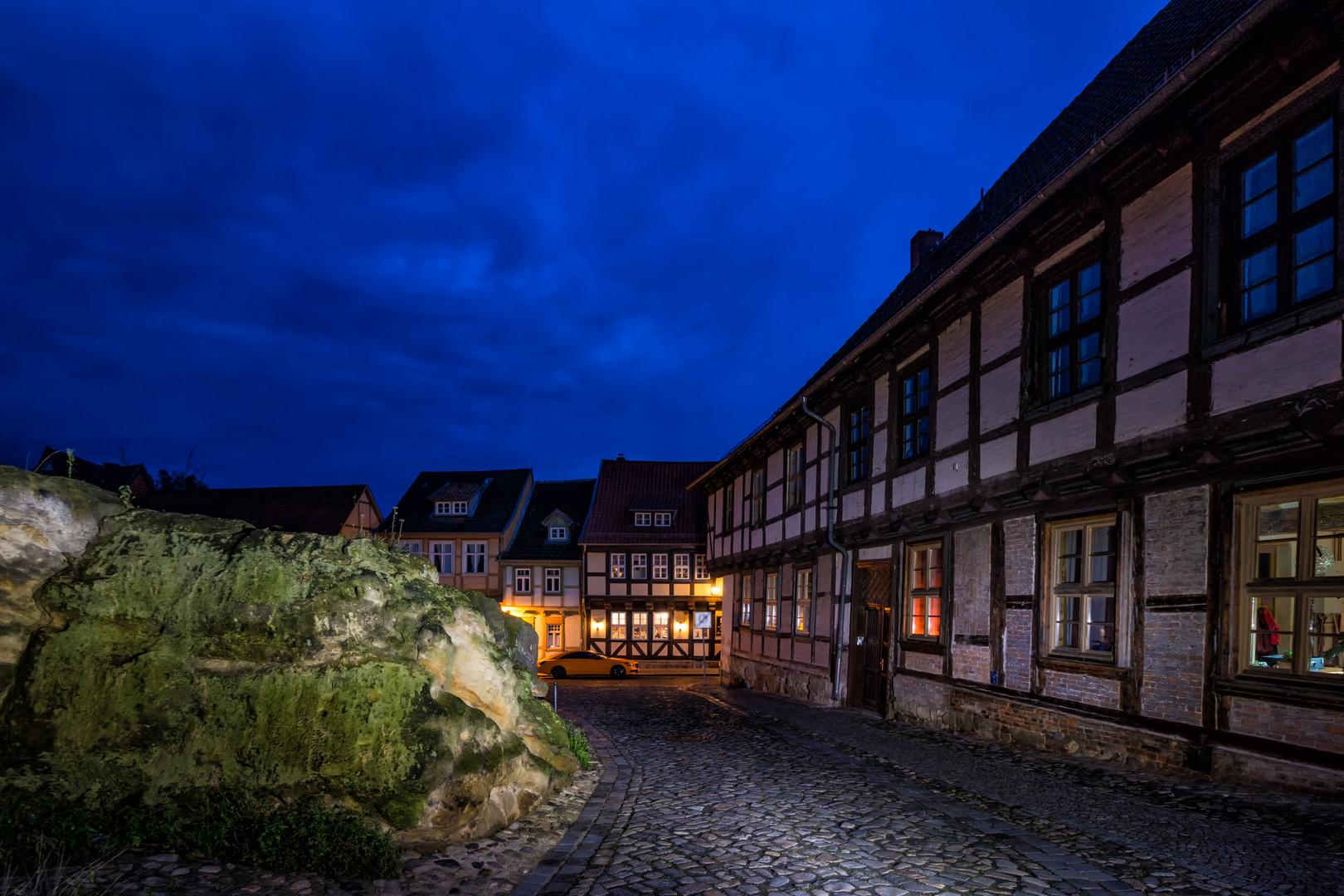 Quedlinburger Fachwerk zur blauen Stunde