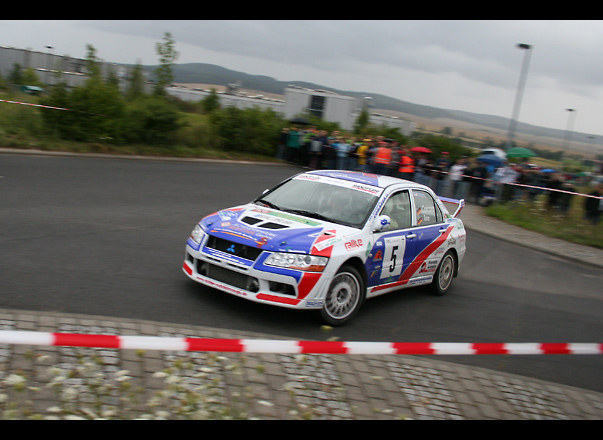 Quertreiber bei der Wartburg-Rallye '05 - Peter Corazza, Mitsubishi Lancer Evo 7