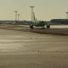 Queue of aircrafts waiting for take-off