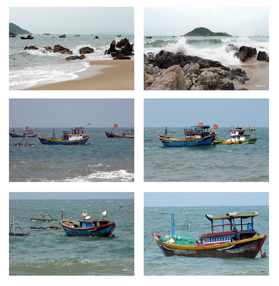 Qui Nhon - Fischerboote in der Bucht vor dem Hotel Life Resort