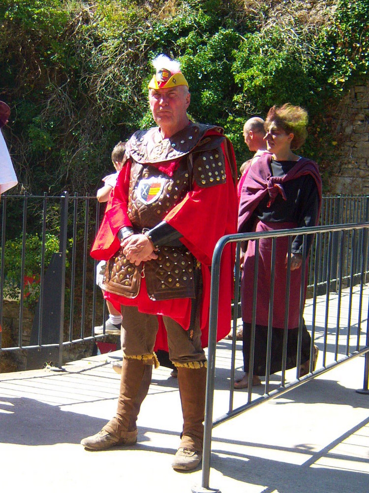 "Qui va là ?" La garde principautaire à l'entrée du château, sur le pont levis ...