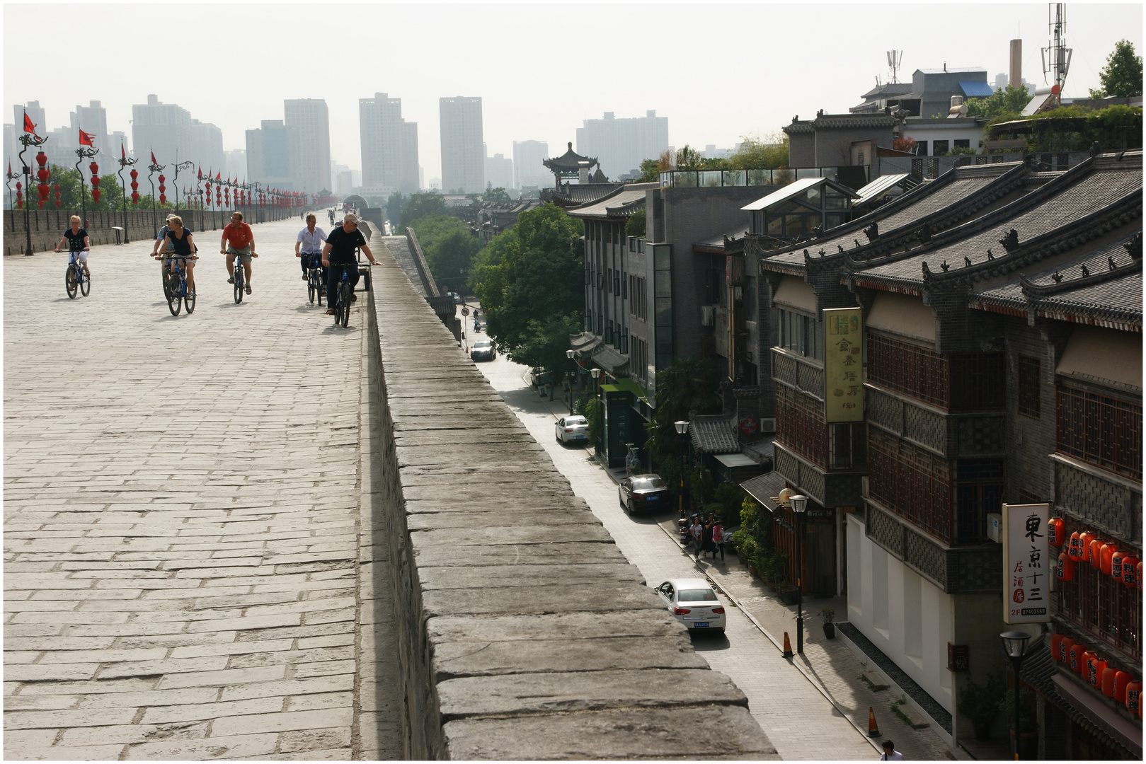 Radeln auf der Stadtmauer von Xi'an