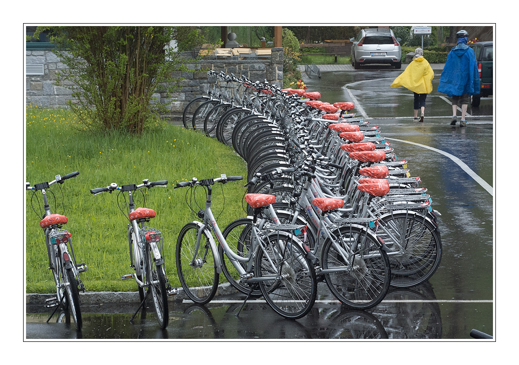 Radfahren in der regen.