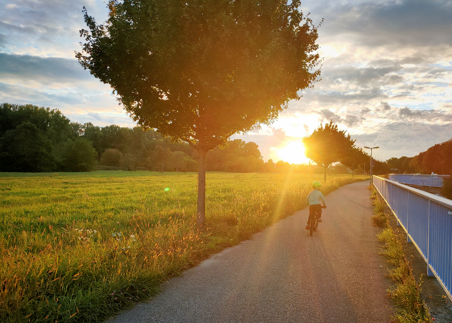 Radfahrer im Abendlicht