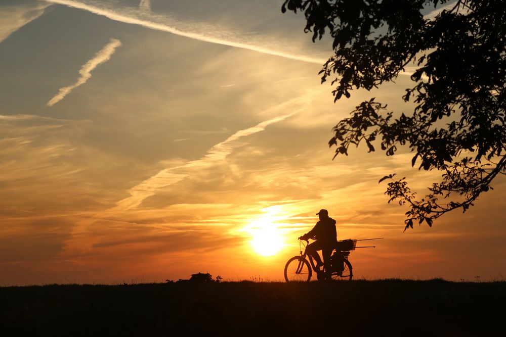 Radfahrer im Morgenlicht