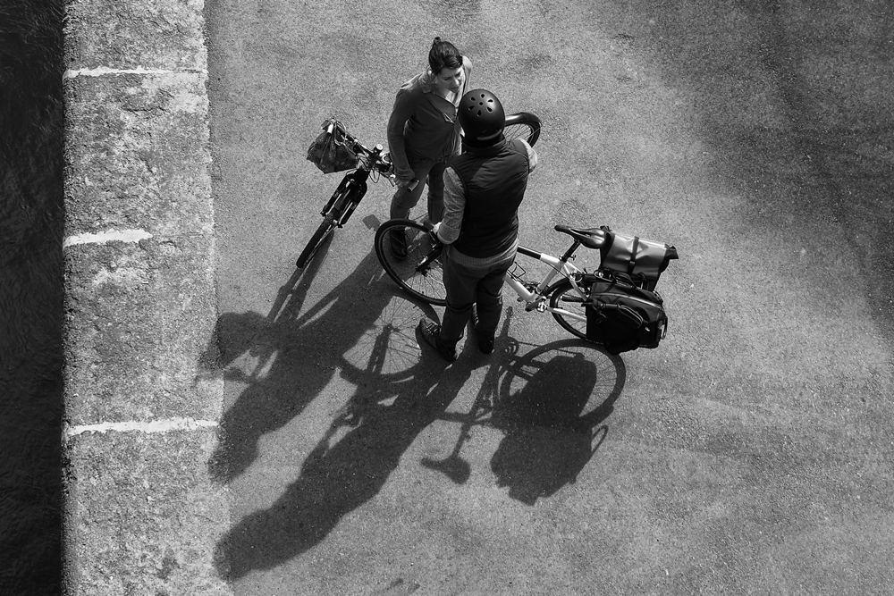 Radfahrerplausch am Donaukanal