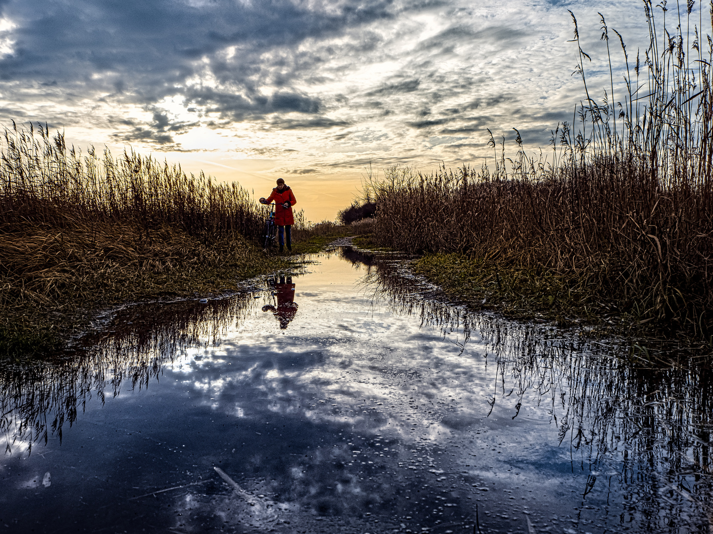 Radweg unter Wasser