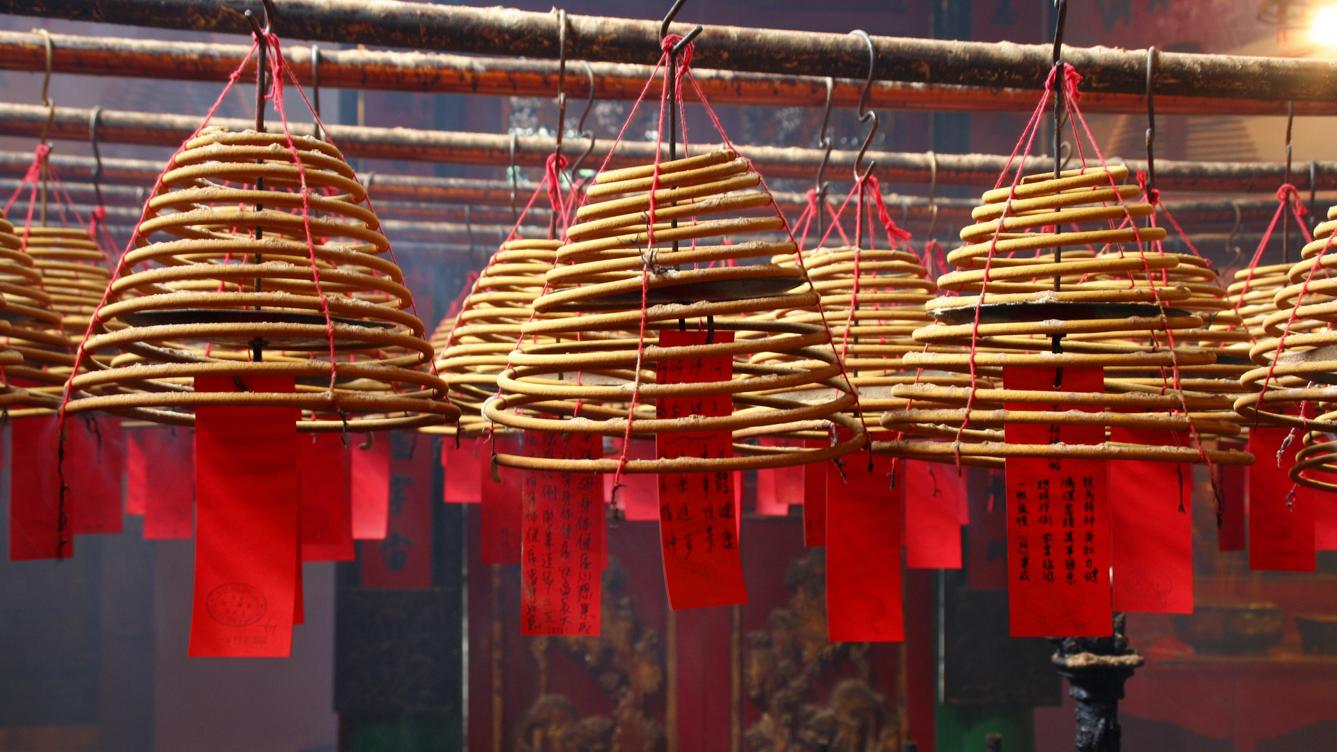 Räucherspiralen im Man Mo Tempel, Hong Kong