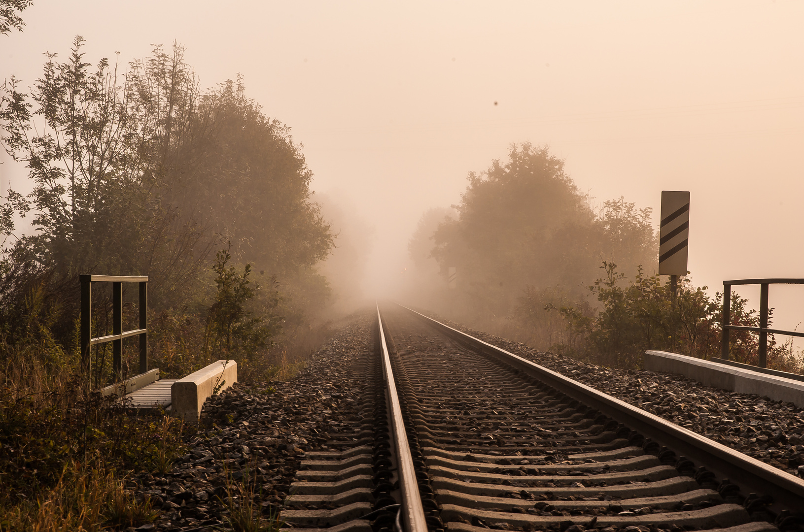 rail disappear in the fog