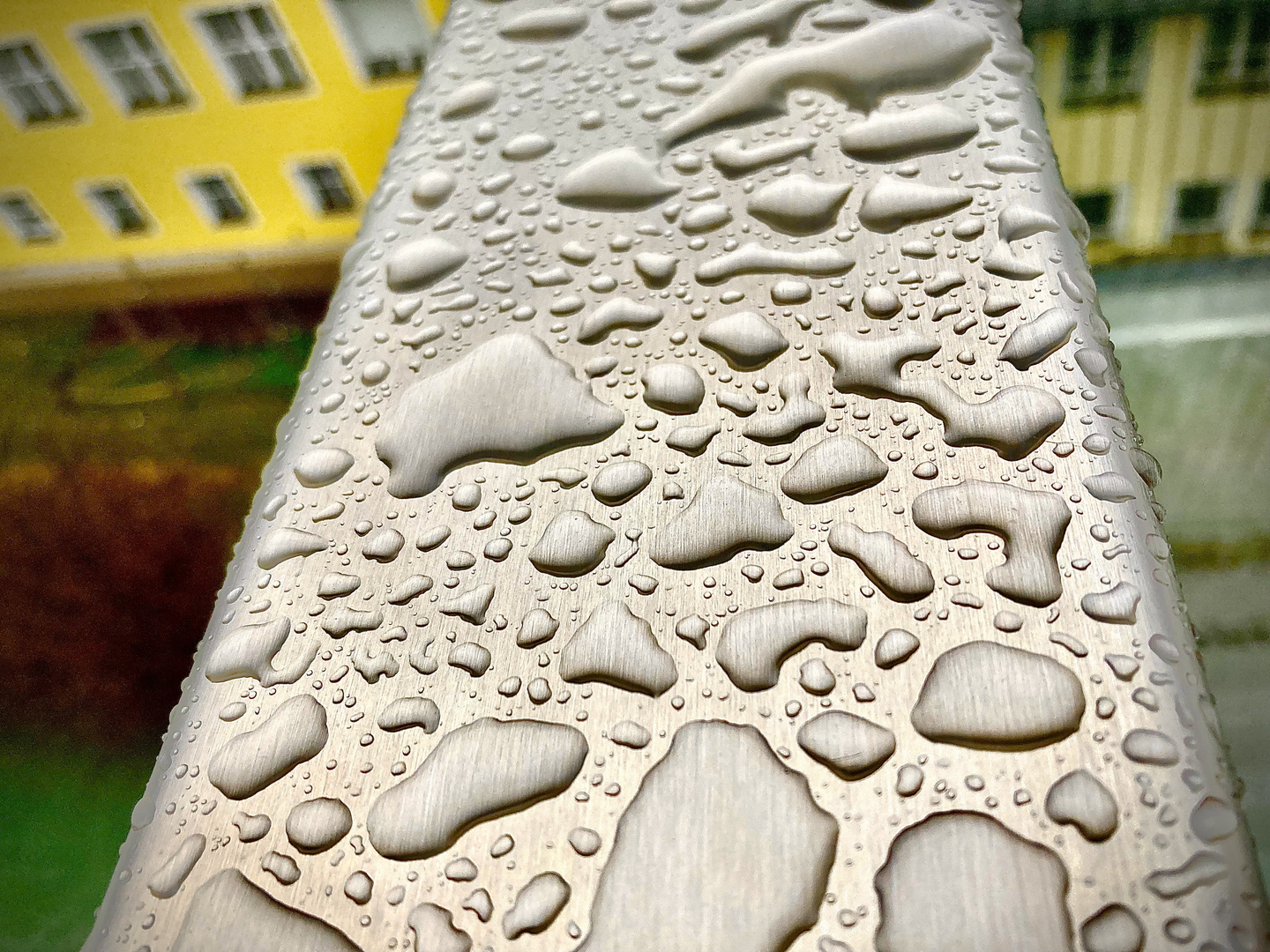 Rain drops on metal