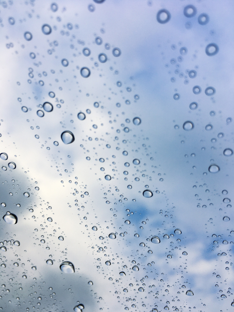 Rain drops on the car roof 