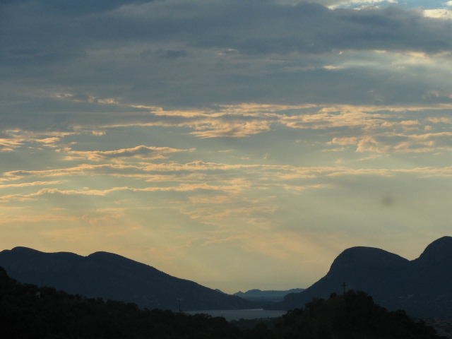 Rain falling over the South African landscape