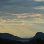 Rain falling over the South African landscape