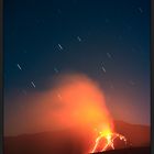 Rain of stars over fervent lava flows