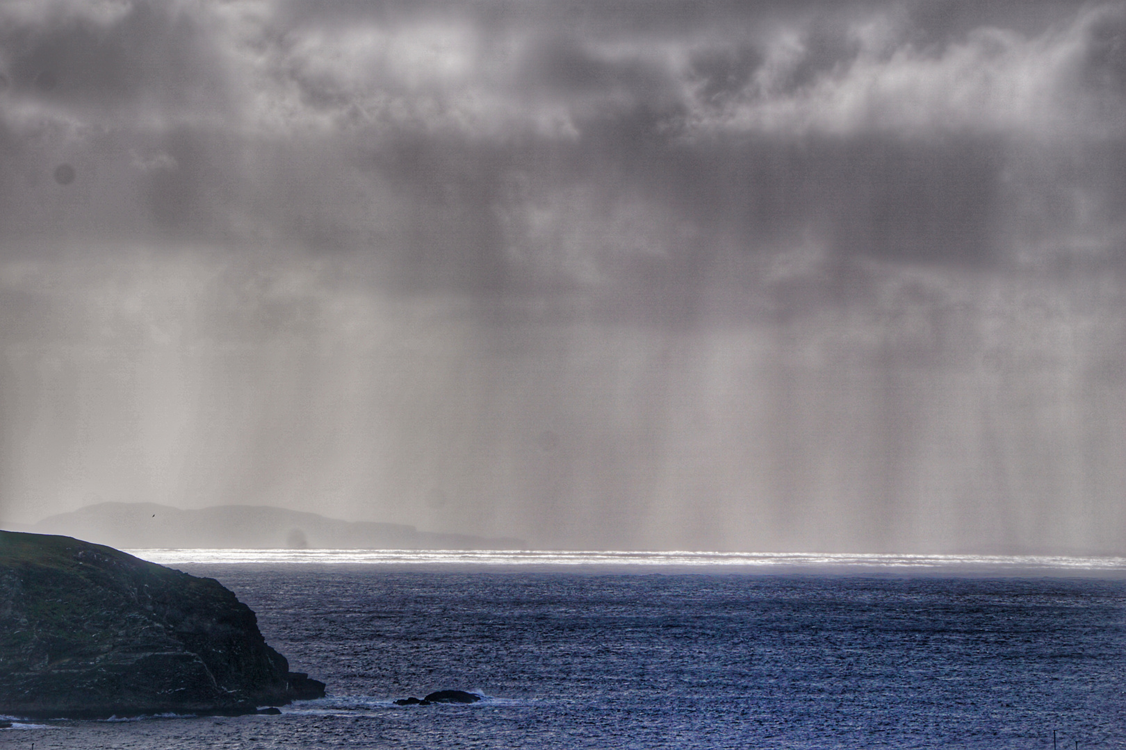 Rain showers over the Irish Sea