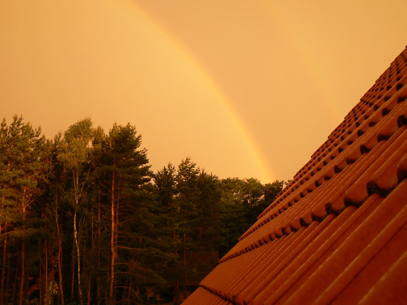 rainbow and thunderstorm in the early morning