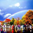 rainbow at the eiffel tower