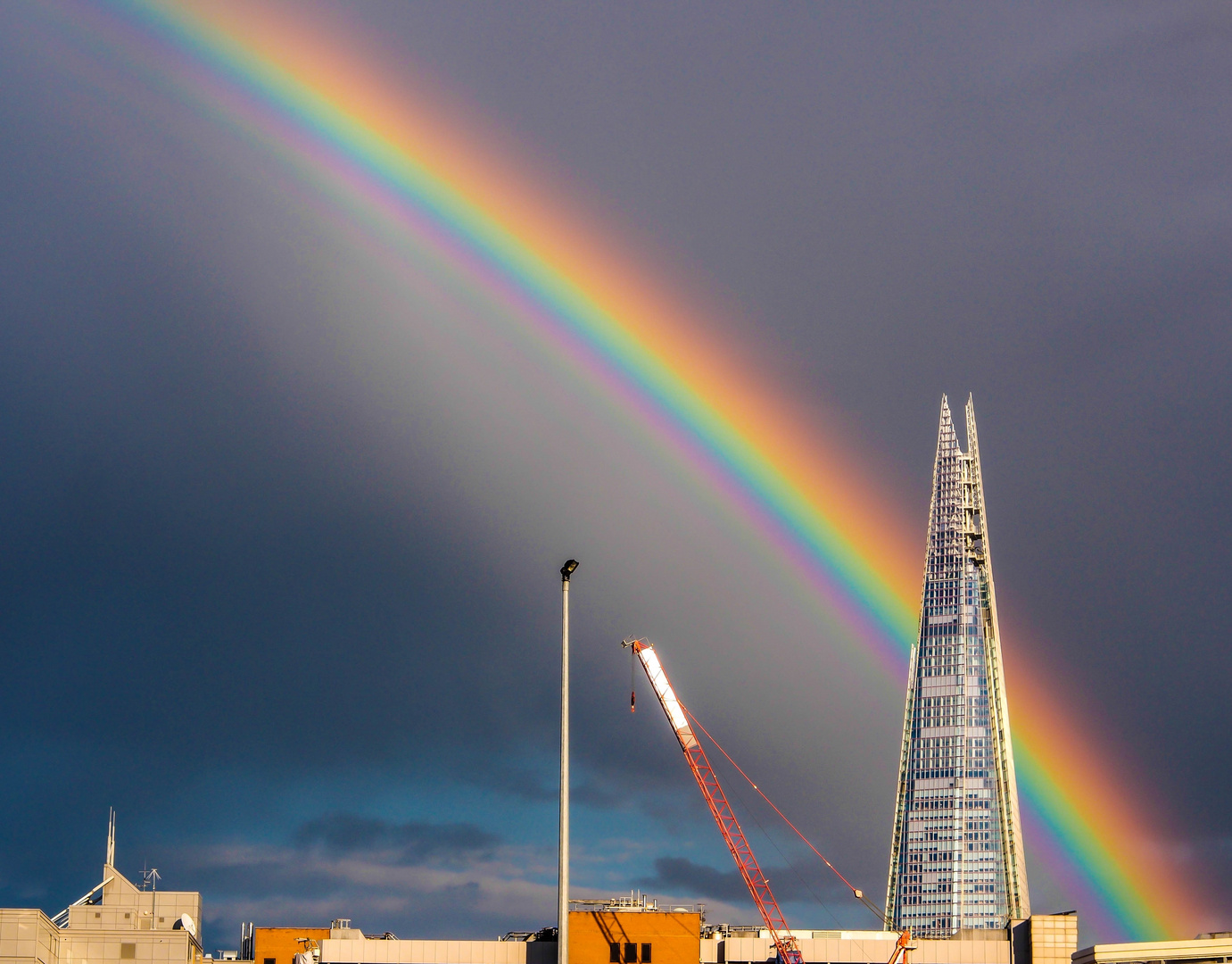 Rainbow behind "The Shard London"