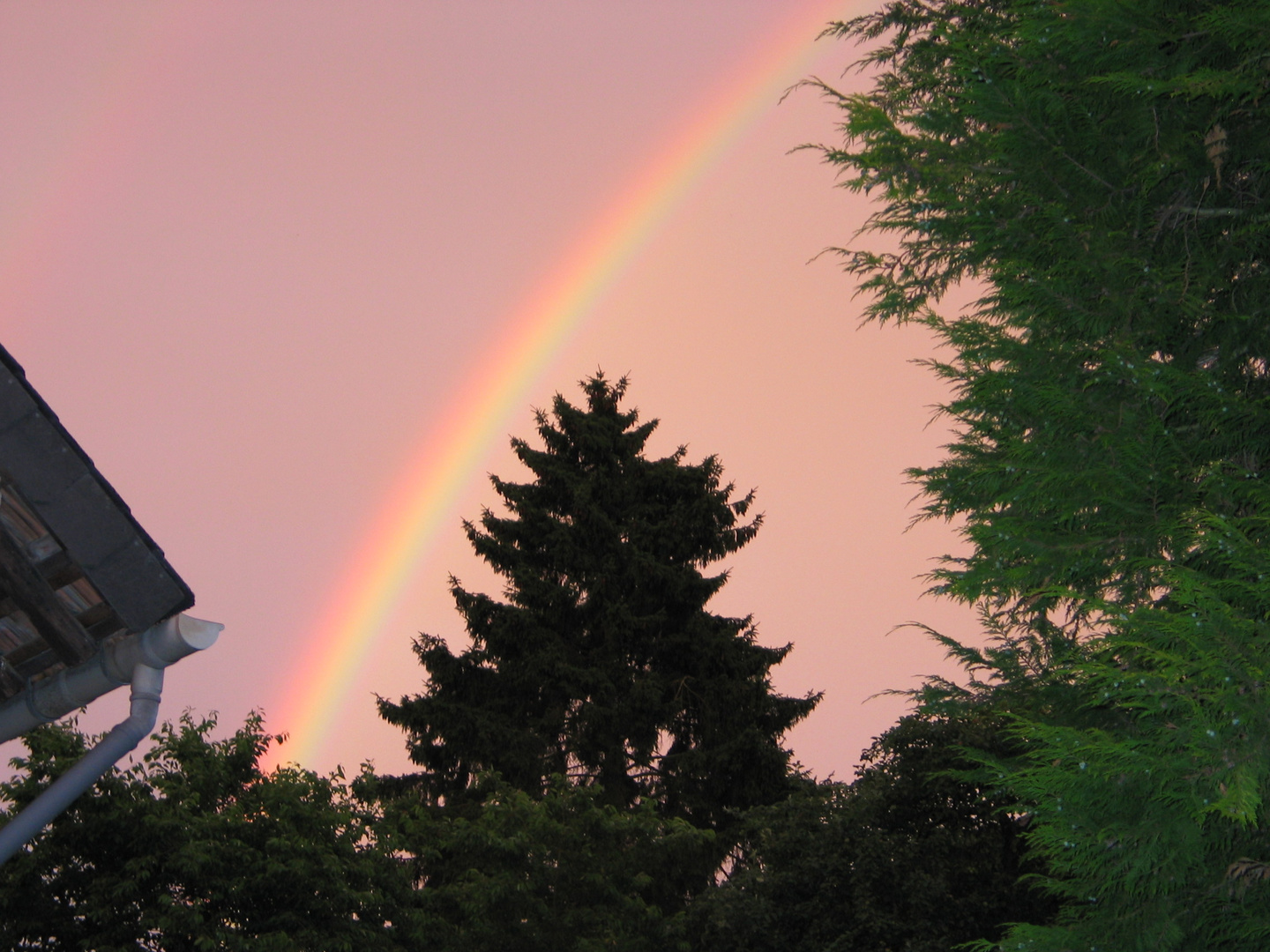 rainbow in purple sky