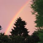 rainbow in purple sky