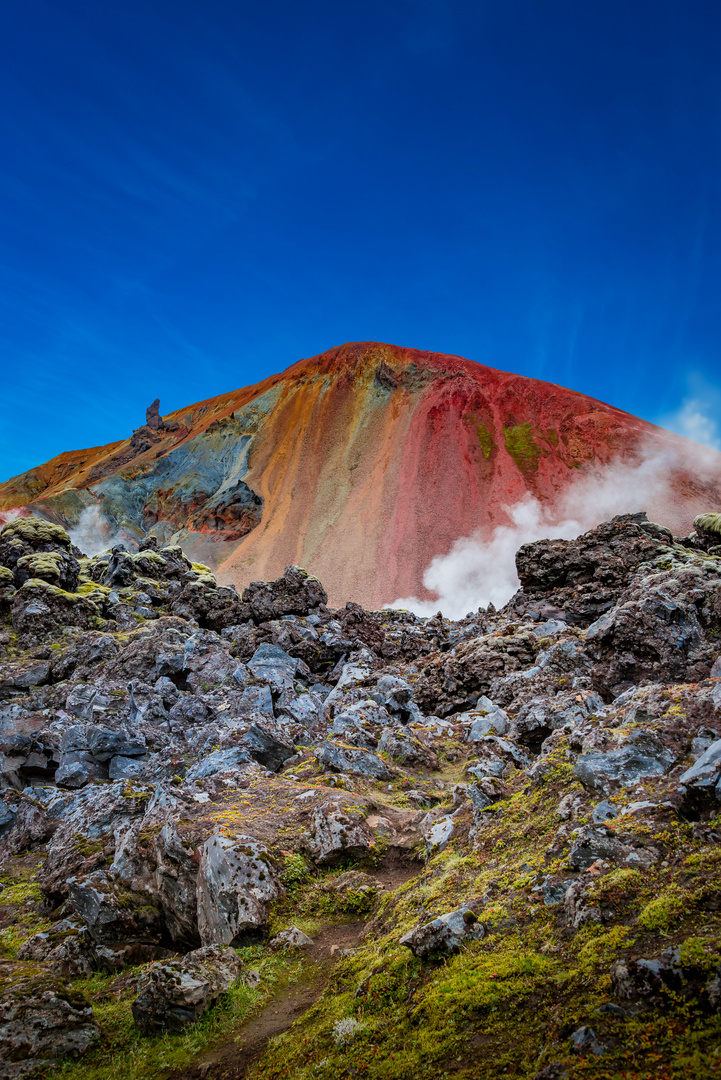 Rainbow Landmannalaugar mountains in Iceland