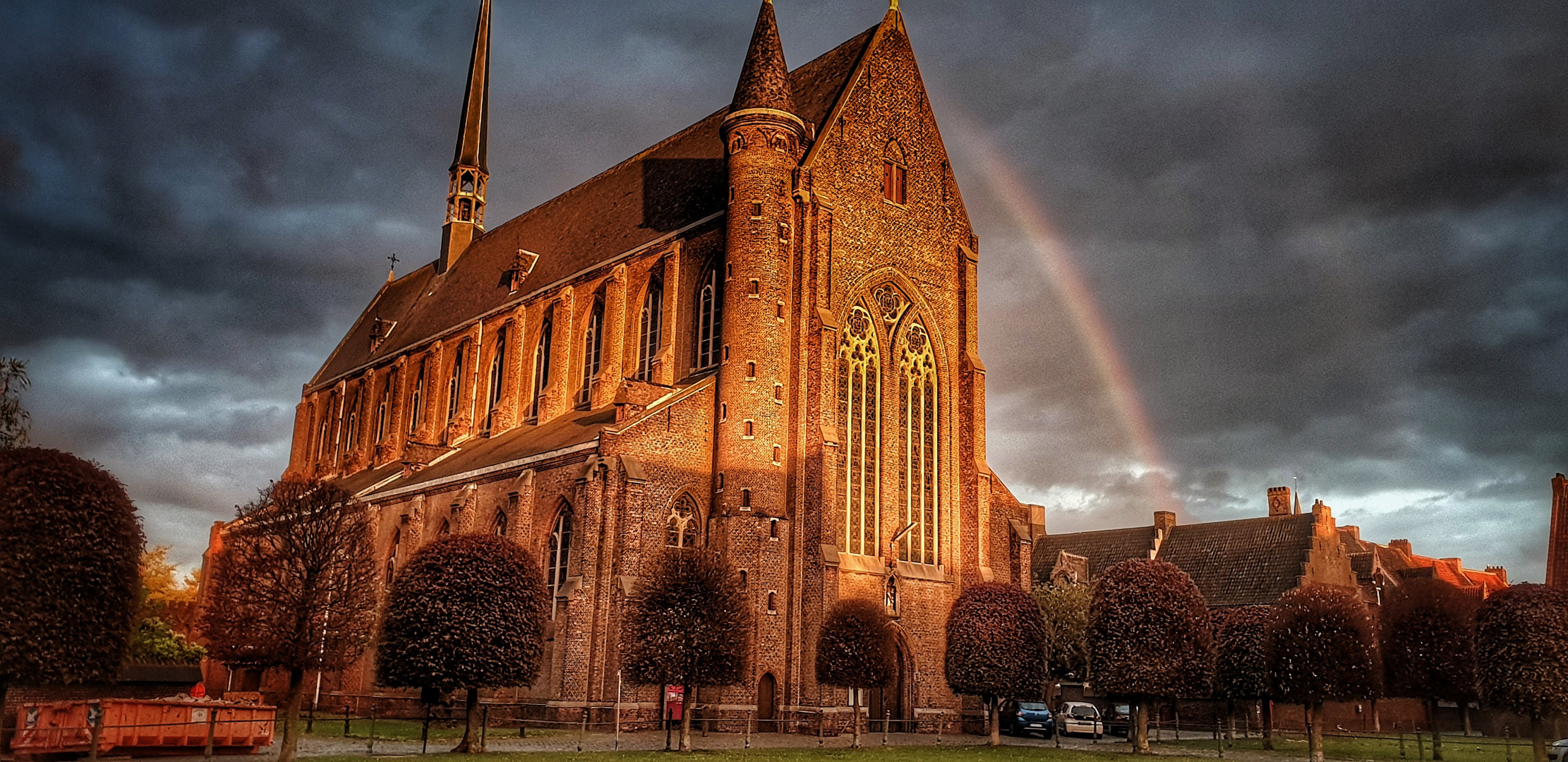 Rainbow over Beginage Ghent Belgium