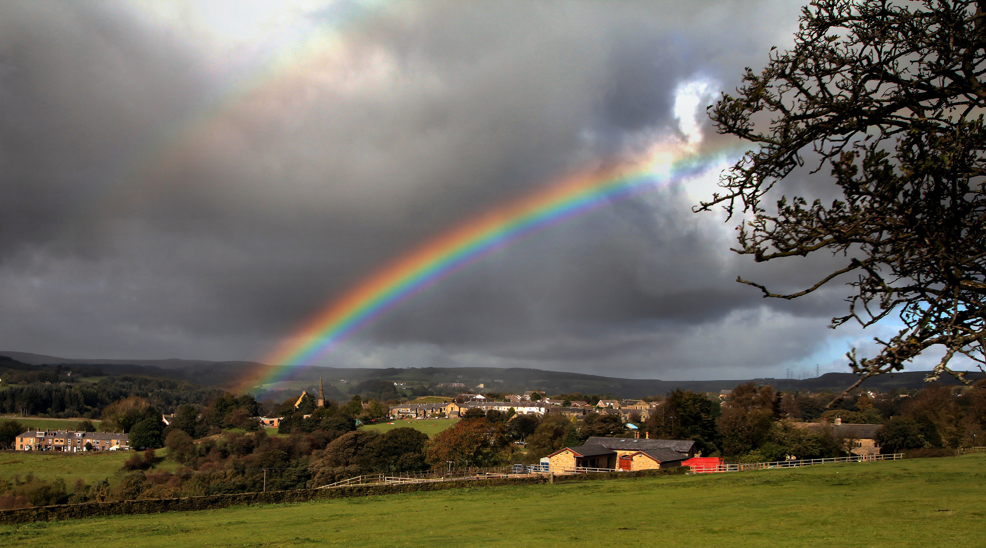 Rainbow over Edgworth, Lancashire.