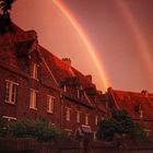 Rainbow over the beginage in Sint-Amandsberg near Ghent in Belgium