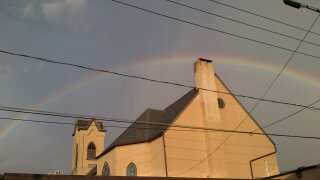 Rainbow over the church