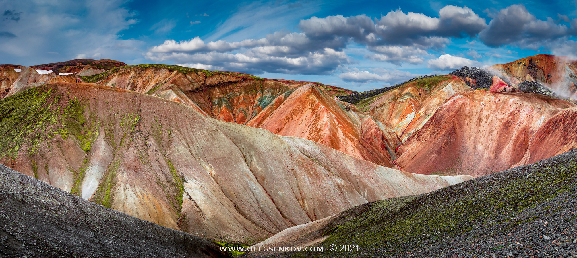 Rainbow volcanic Landmannalaugar mountains in Iceland