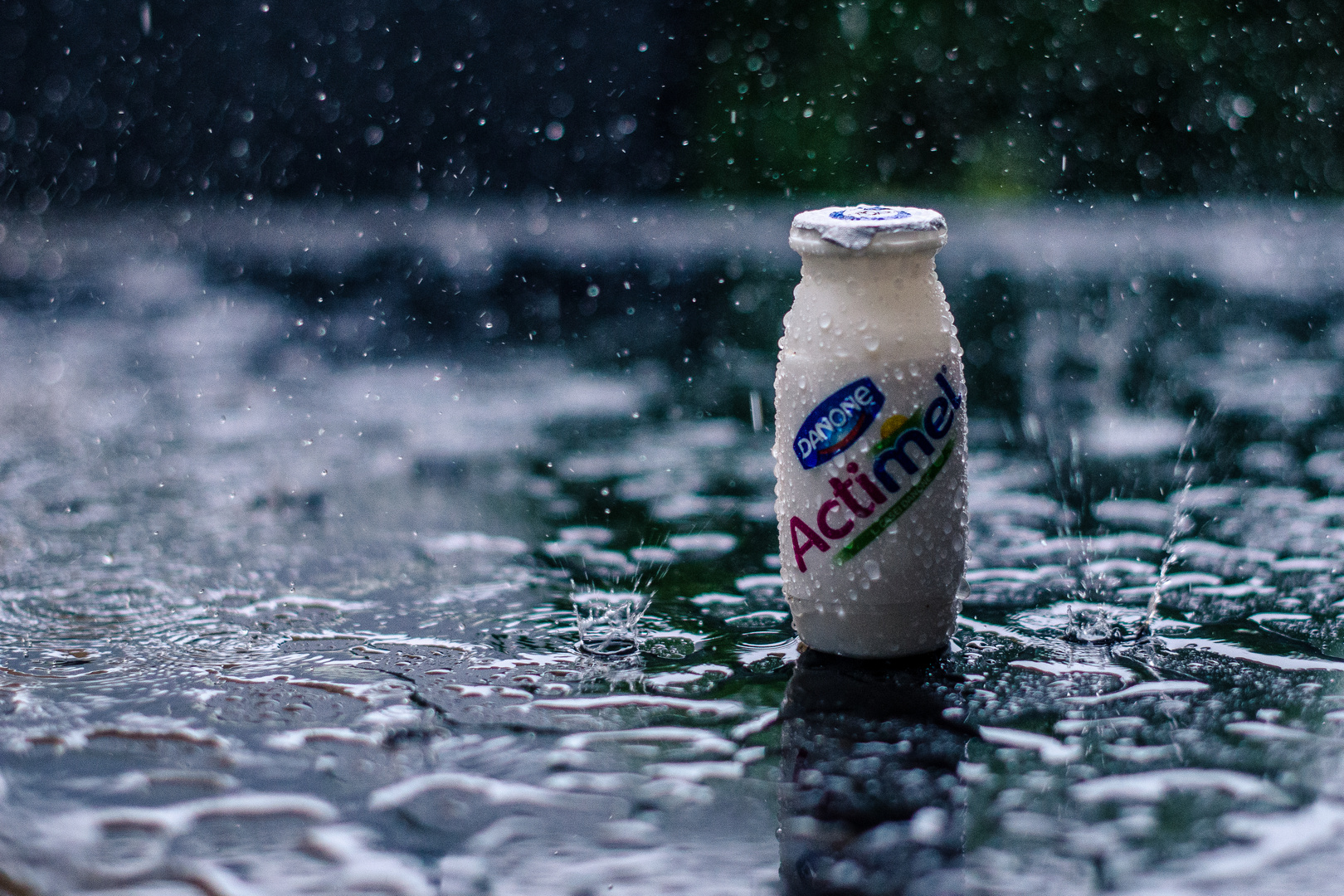 Raindrops falling on my Actimel